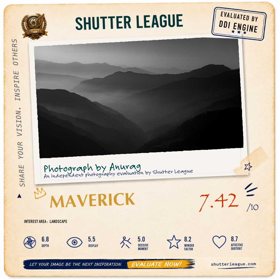 Shutter League evaluation card — Himalayan misty morning