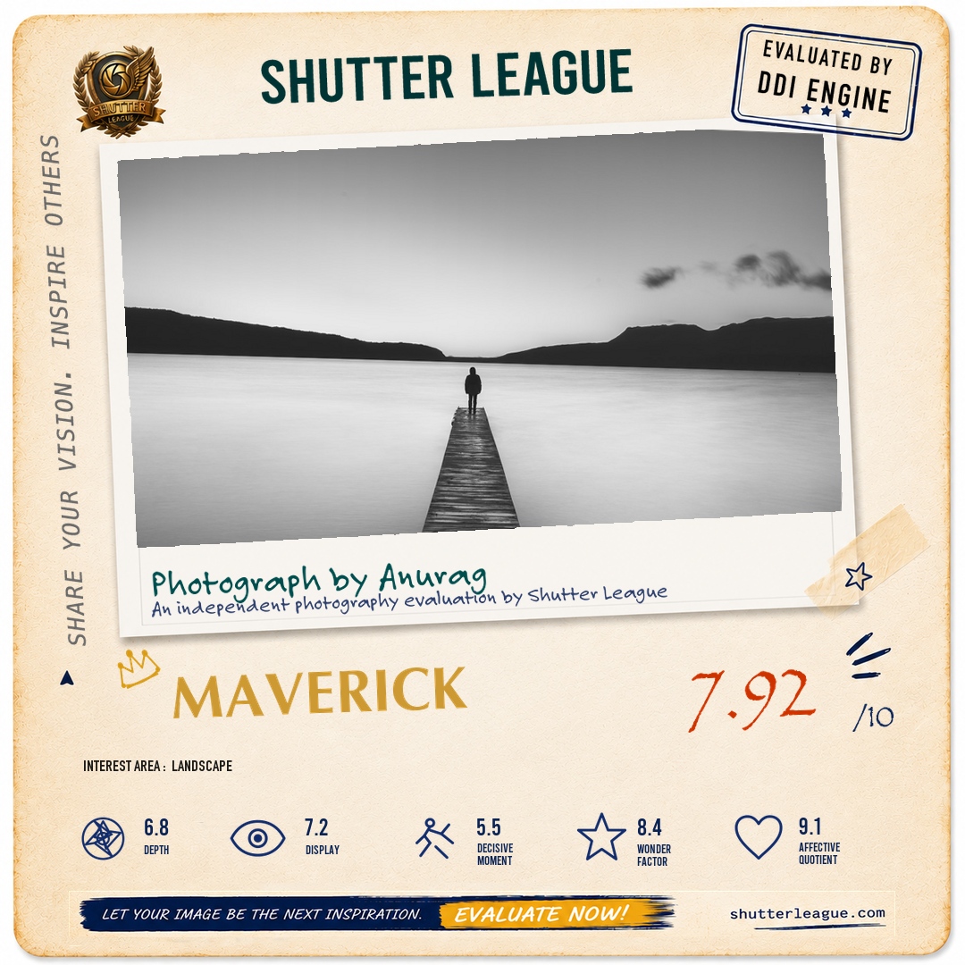 Shutter League evaluation card — Sunrise at Tarawera Lake, New Zealand